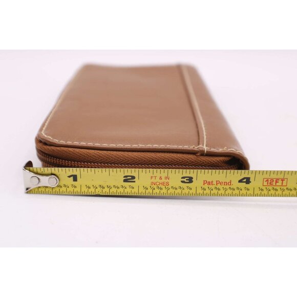 Brown Vinyl Tan Zip Around Wallet Removable Card Holder Organizer NEW Vintage - Picture 9 of 10